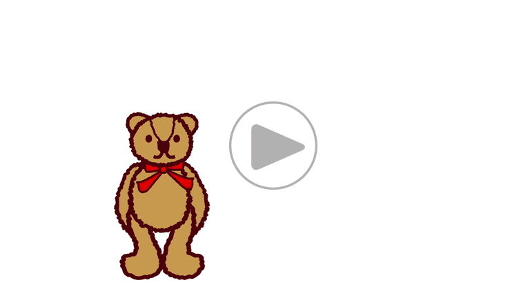 image of a Teddy Bear standing, with play icon